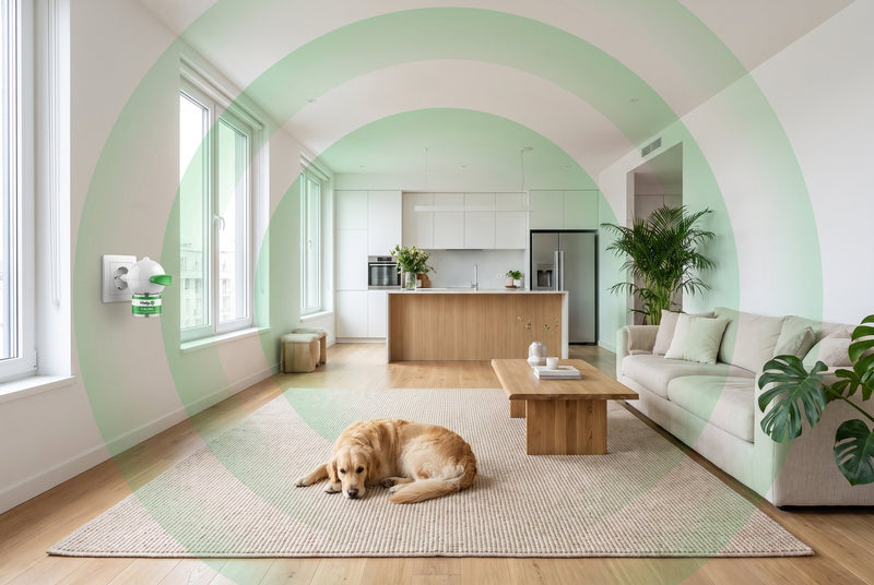Zone de diffusion du Vitalys Calma dans un salon (70 m²)