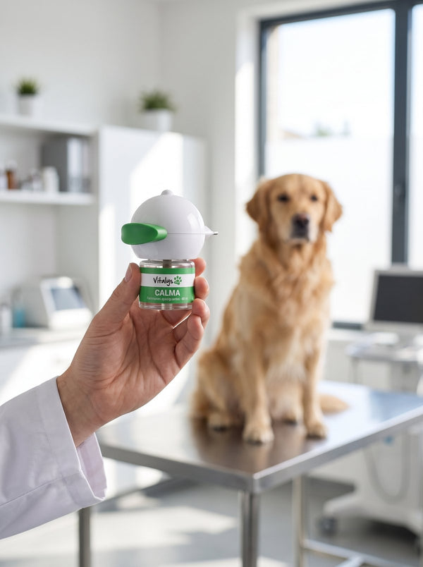 Vétérinaire tenant le diffuseur Vitalys Calma