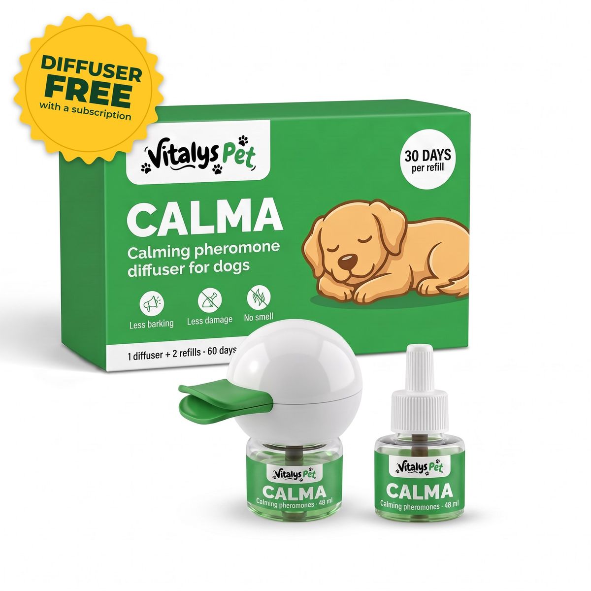 Vitalys Calma kit: diffuser and 30-day refills, diffuser free with a subscription