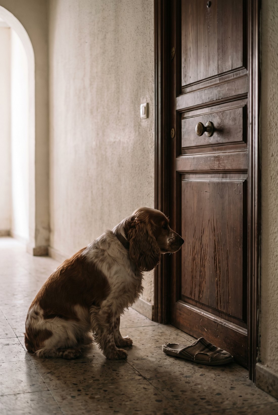 Dog waiting by the front door
